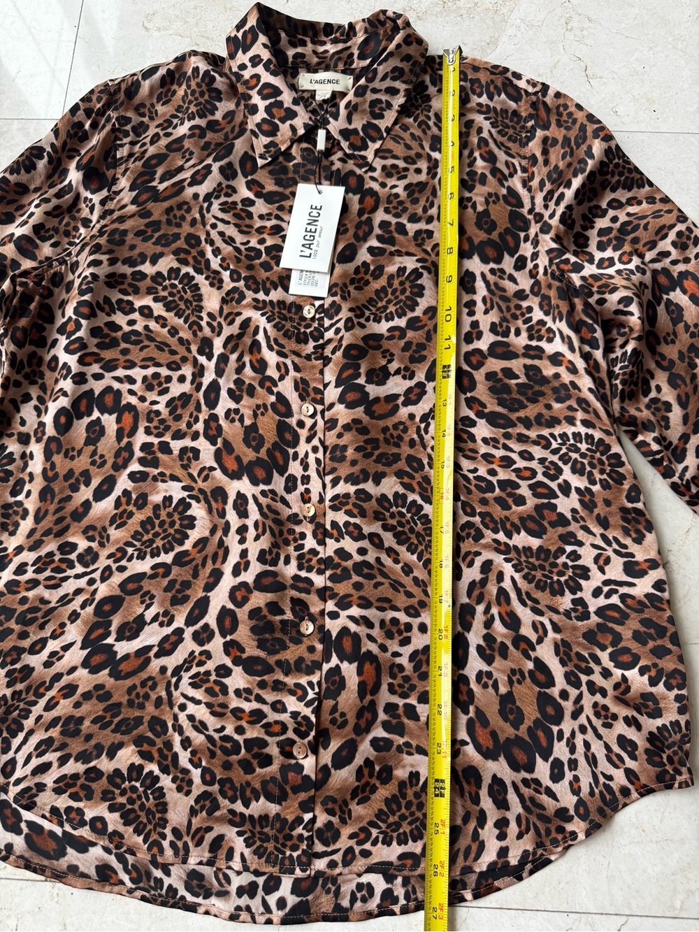 L’Agence Tyler Silk Leopard Print Long-Sleeve Blouse - Brown size M - Picture 10 of 12